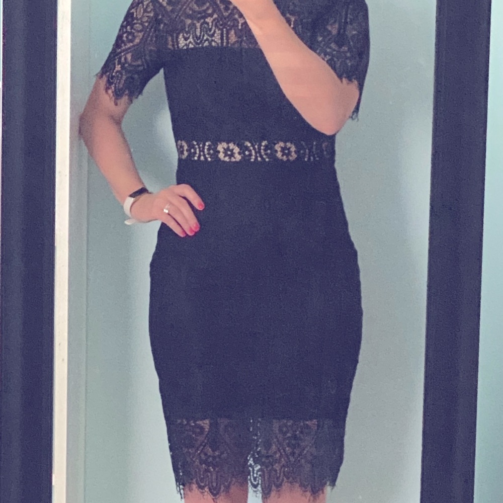 Black lace dress by Lulus